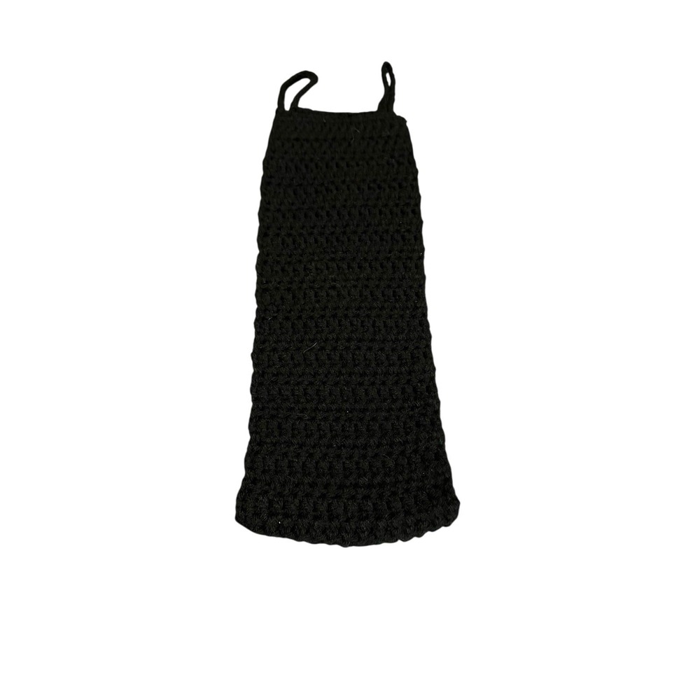 NEW handmade crochet hanging toilet paper roll holder holds 2-3 rolls black